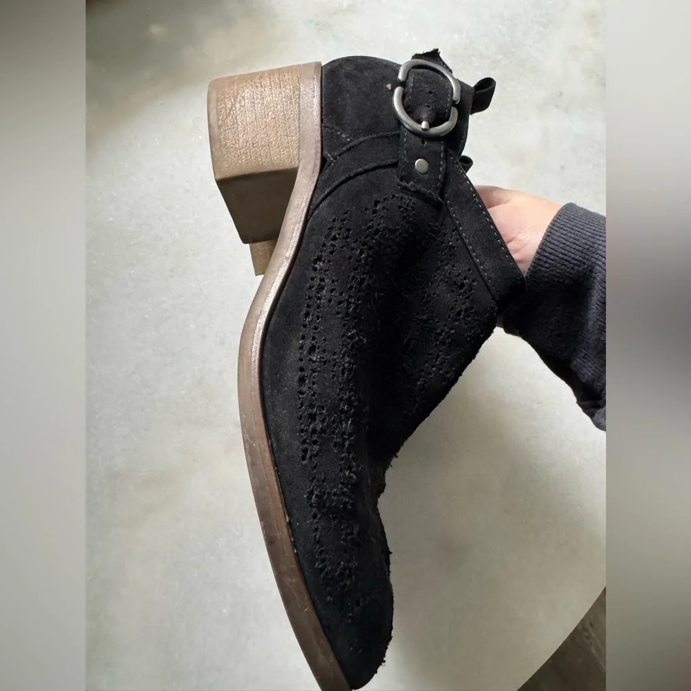 Sonoma Black Textured Ankle Booties with Silver Buckle